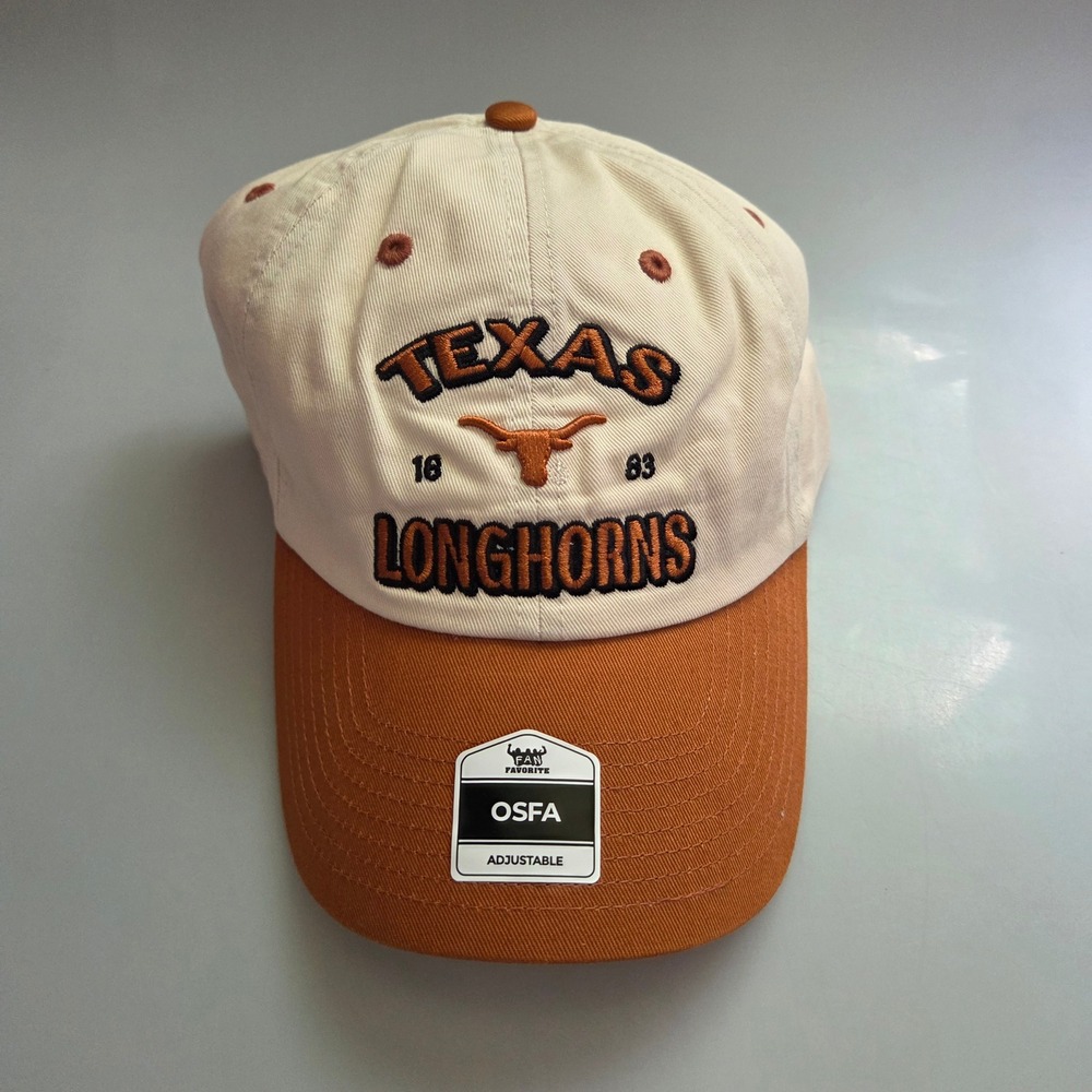 Fan Favorite Texas Longhorns Hat Mens Adjustable Two Tone Cream Burnt Orange Cap
